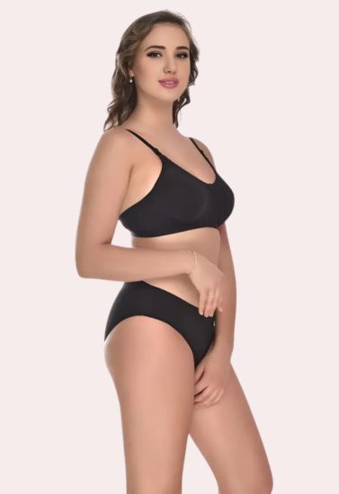 Women Cotton Non-Padded Wire-Free Bra Panty Set (Pack of 2)