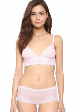 Pink Lilly lace Wireless Bralette bra and Low rider Hotpant