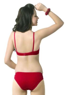 Solid Red pure cotton bra panty set Snazzyway