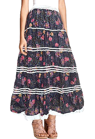 Black Floral Printed Skirt |buy|online|