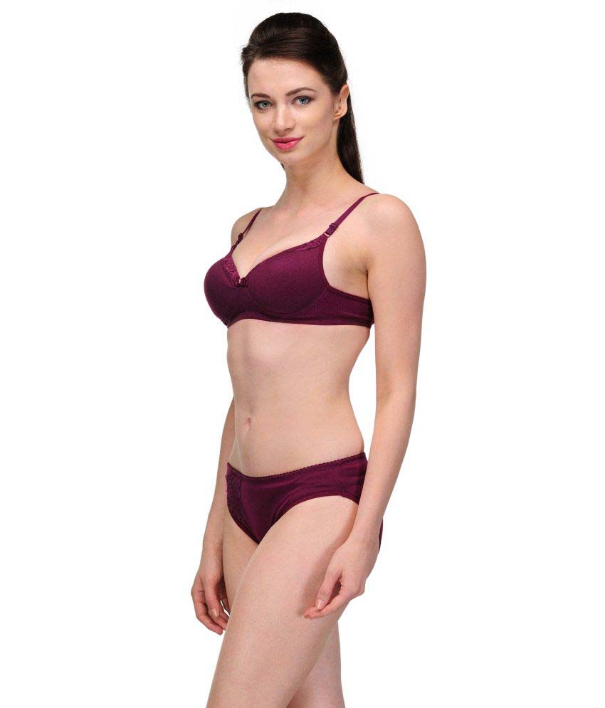 Pure cotton purple bra panty set, Bras for humid weather, Snazzyway