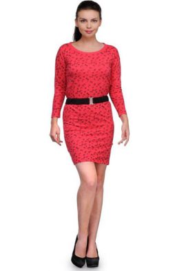 Red Stylish Long Sleeve Bodycon Mini Dress