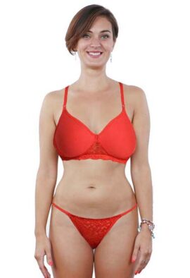 Snazzyway Sexy red padded bra thong set