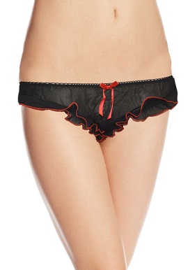 Women's Frilled Transy Black Thong |buy|online|