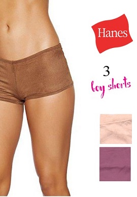 Hanes -Solid Colours Boyshorts Value Pack Of 3