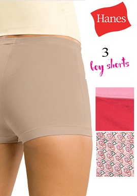 Hanes Smooth Cotton Value Pack Of 3 Boyshorts