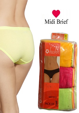 Hushh Cotton Awesome Assorted 3 Midi Brief