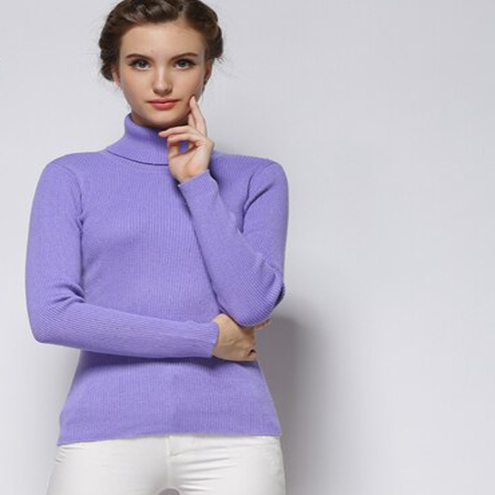 Womens Cool Lavender Turtle Neck Sweater