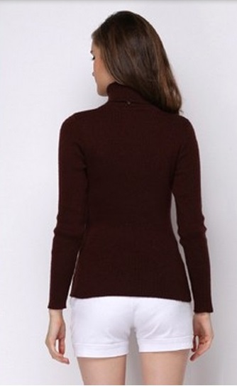 Women’s Coffee Color Knit Sweater Bottoming Shirt