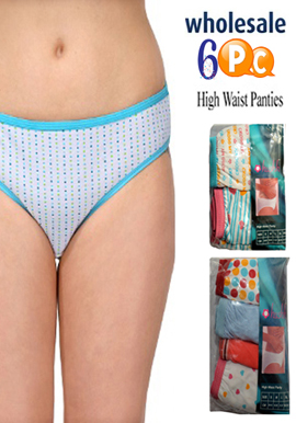 Women's 6 Awesome Cotton Wholesale High Waist Panties