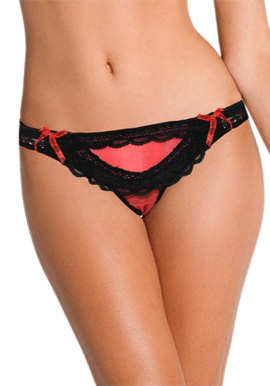 Women's Red Black Lacy Thong By Splash