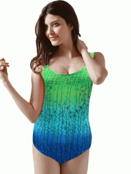Sunflair Blue Green Print One Piece Swimsuit