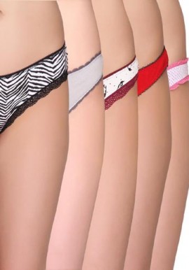 Hushh Women's Assorted Pk Of Five Cotton Brief