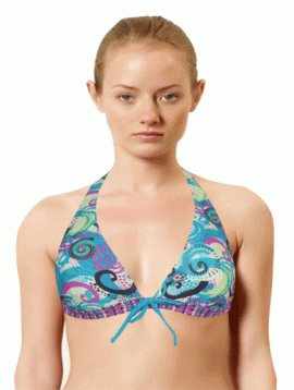 S.oliver Retro Print Soft Padded Beach Bikini Top