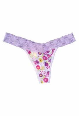 Splash Lady's Cool Comfy White Printed Side Lace Thong Panty