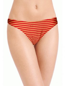 Cool Red & Yellow Strips Print Bikini Bottom