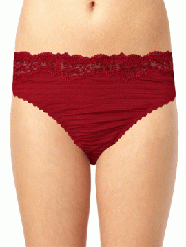 Secret Eva Sexy Style Lace Trim Hot Red Thong