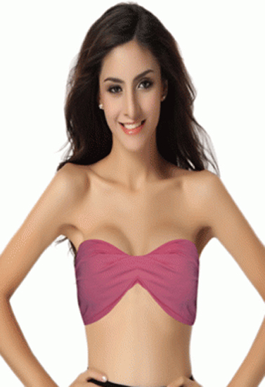 Sfera Cool Pink Twist Bandeau Strapless Bikini Top