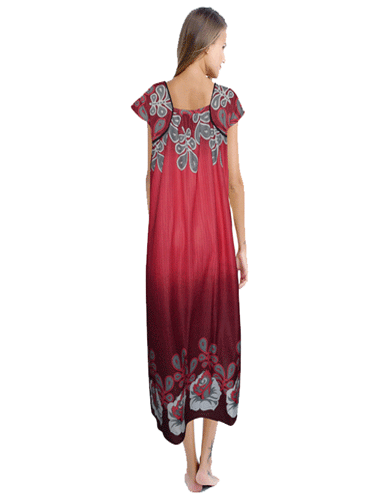 Snazzyway Red Floral Print Full Length Nighty