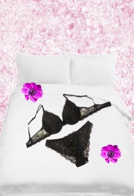 Snazzyway Black Embellished Lacy Push Up Bra Brief Set