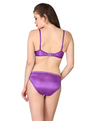 Fabulous Purple Satin Bra Panty Set
