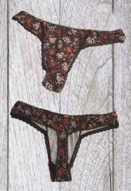 C&A Lingerie Brown Floral Print Thong Panty