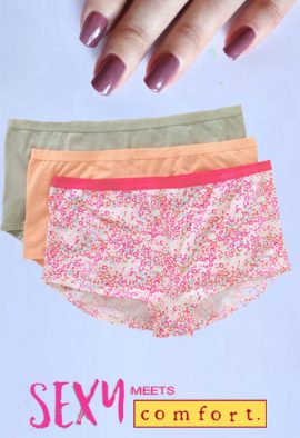 Breathable Cotton Boyshort Panties Pack Of 3