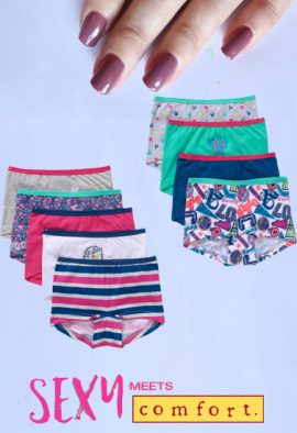Girl's Organic Cotton Boyshort Panties Pack- 9
