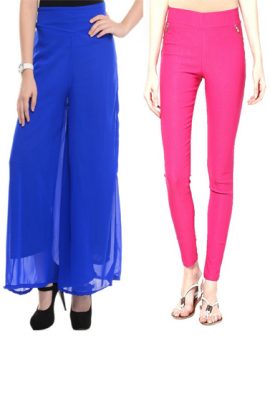 Blue Palazzo And Magenta Jegging Combo Pack