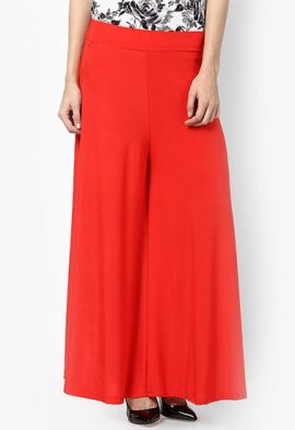Snazzyway- Modern Relaxed Fit Red Palazzo Trouser