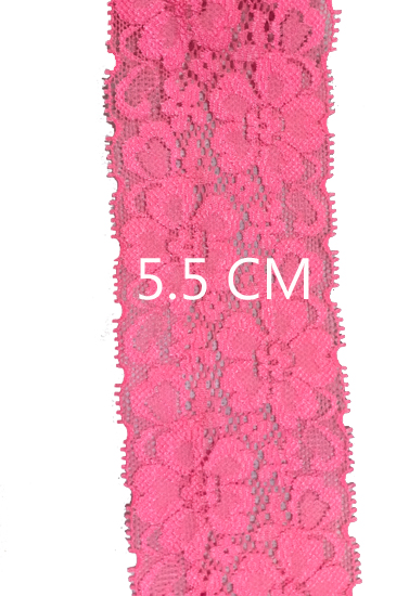 5 Meter Premium neon pink Stretch lace trim 5.5 Cm Wide