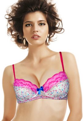 Wunderlove Hot Pink Floral Lace Underwired Padded Bra