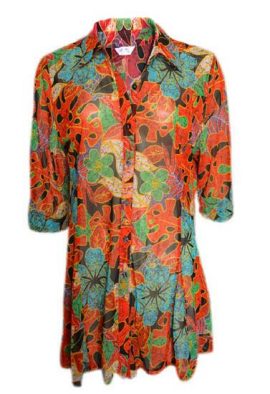 Gae Woo Floral Print 34th Sleeve Casual Multicolor Shirt