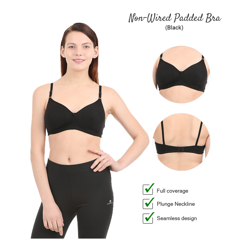 Snazzyway Black Non Wired Padded Bra, Snazzyway India