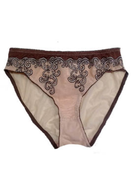 Miriale's Luxury Creame Front Embroidery Lace Trim Panty