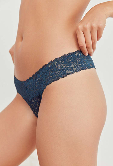 Forever 21 Blue Erotic Lace Trim Thong