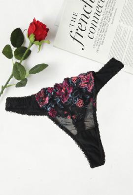 High End Colorful Embroidery Lace Thong