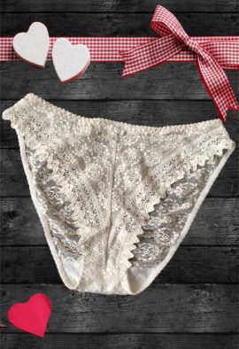 Ladies White Floral Lace High Leg Brief Panty