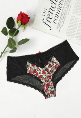 M&S Floral Print Fine Net See Through Panty