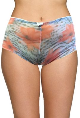 JSY Sheer Fishnet Floral Print Boyshort