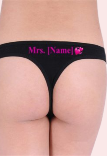 Personalized White Organic Cotton Bridal Thong Panty