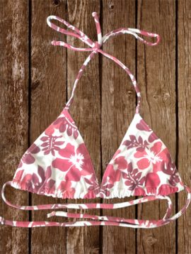 Lovely Triangle Floral Print Halter Bikini Top
