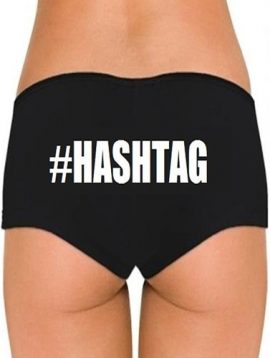 Customize Black Hashtag Cotton Boyshort Panty