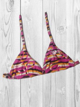 Girl’s Pretty Triangle Pink Zebra Print Halter Bikini Top