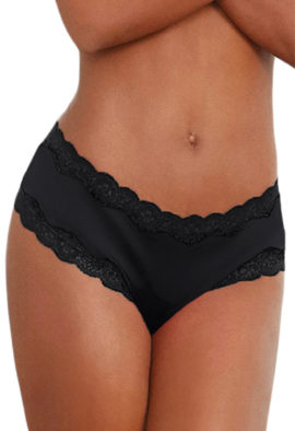 Black microfiber lace cheeky panty underwear Snazzyway