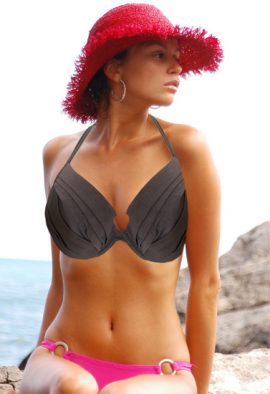 H&M Grey Ruched Underwired Halter Bikini Bra