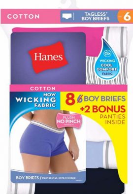 Hanes Unisex Sporty Boyshort Panties 6+2 Bonus Pack