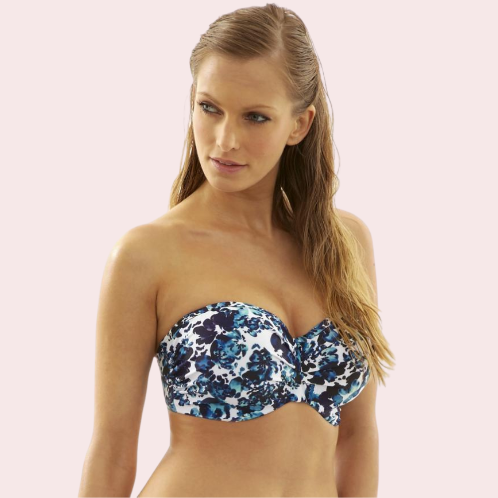 Finelylove Swimsuits For Women Padded Sport Bra Style Bikini Blue