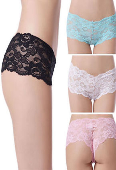 Buy Plus Size Full Lace French Knickers Pk Of 3 + 1 Free Bra