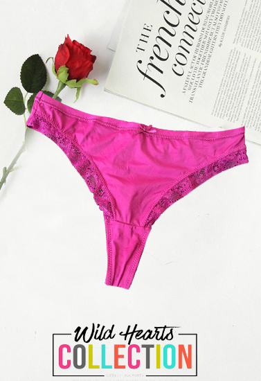 Ladies Burgundy V-Cut Lace Thong Panty